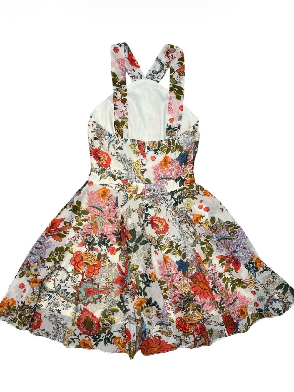 Lulu's Tropical Floral Halter Fit & Flare Mini Dress Small - Picture 2 of 7
